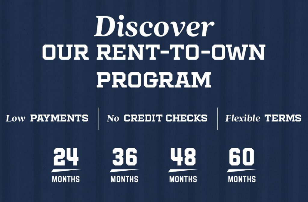 Our simple rent-to-own program offers low monthly payments with no credit checks and flexible terms for periods of 24–60 months.